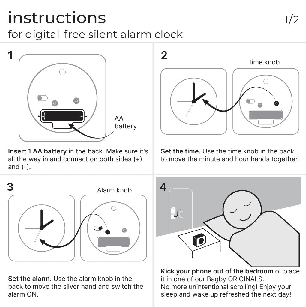 Bagby MINIMALIST - Silent Alarm Clock